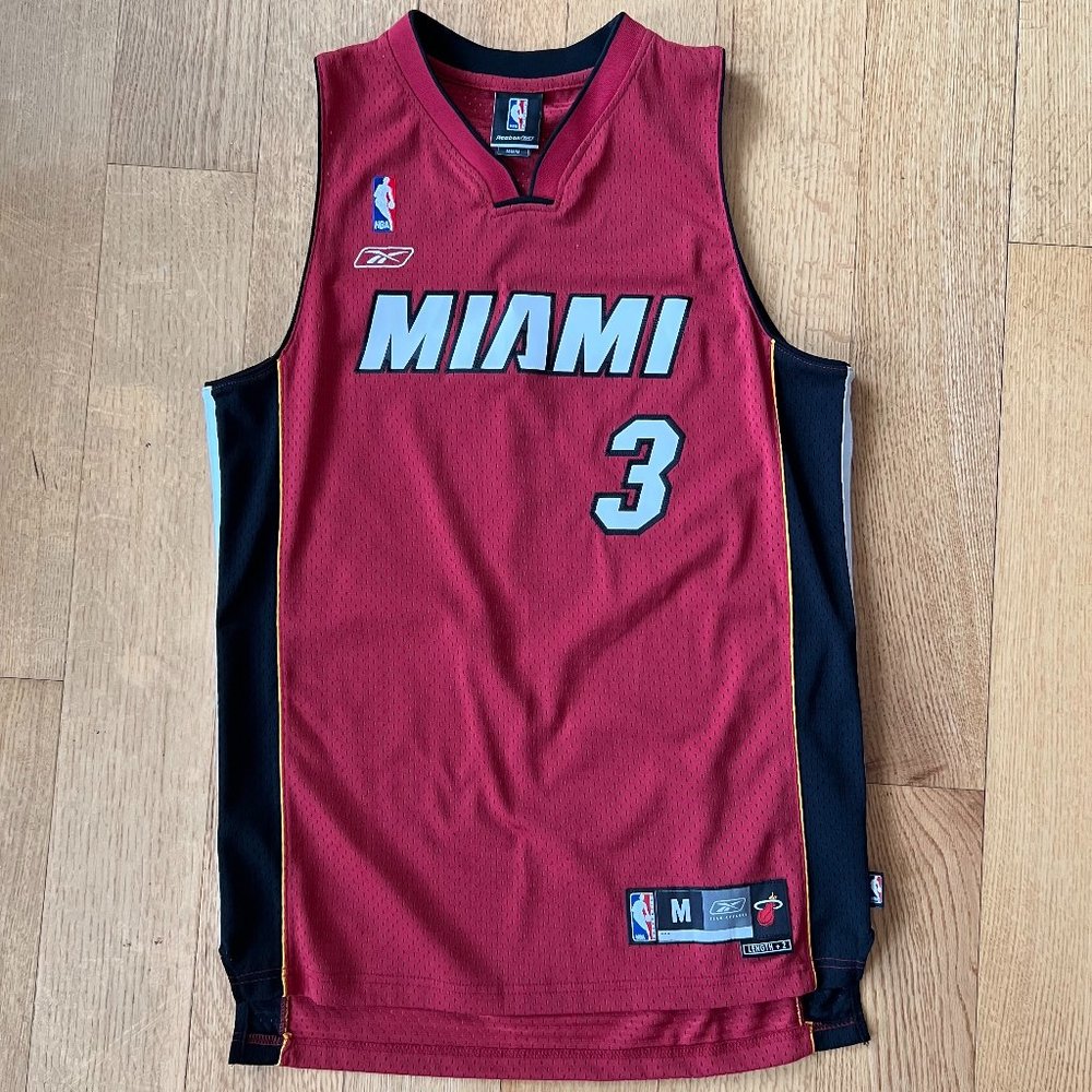 NBA Authentics Dwyane Wade Miami Heat Jersey (Red, Extra Long)